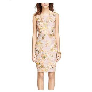 Brooks Brothers Womens Floral Sleeveless Dress Size 10 Pink Yellow Cotton silk